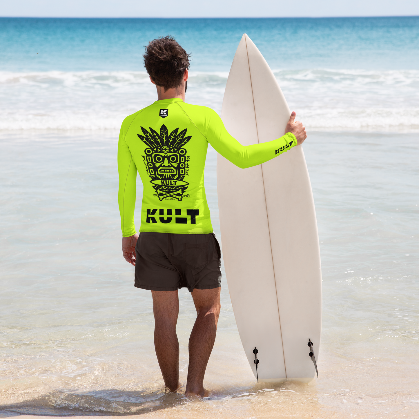KULT TIKI Premium Men's Rash Guard - LIME FLARE