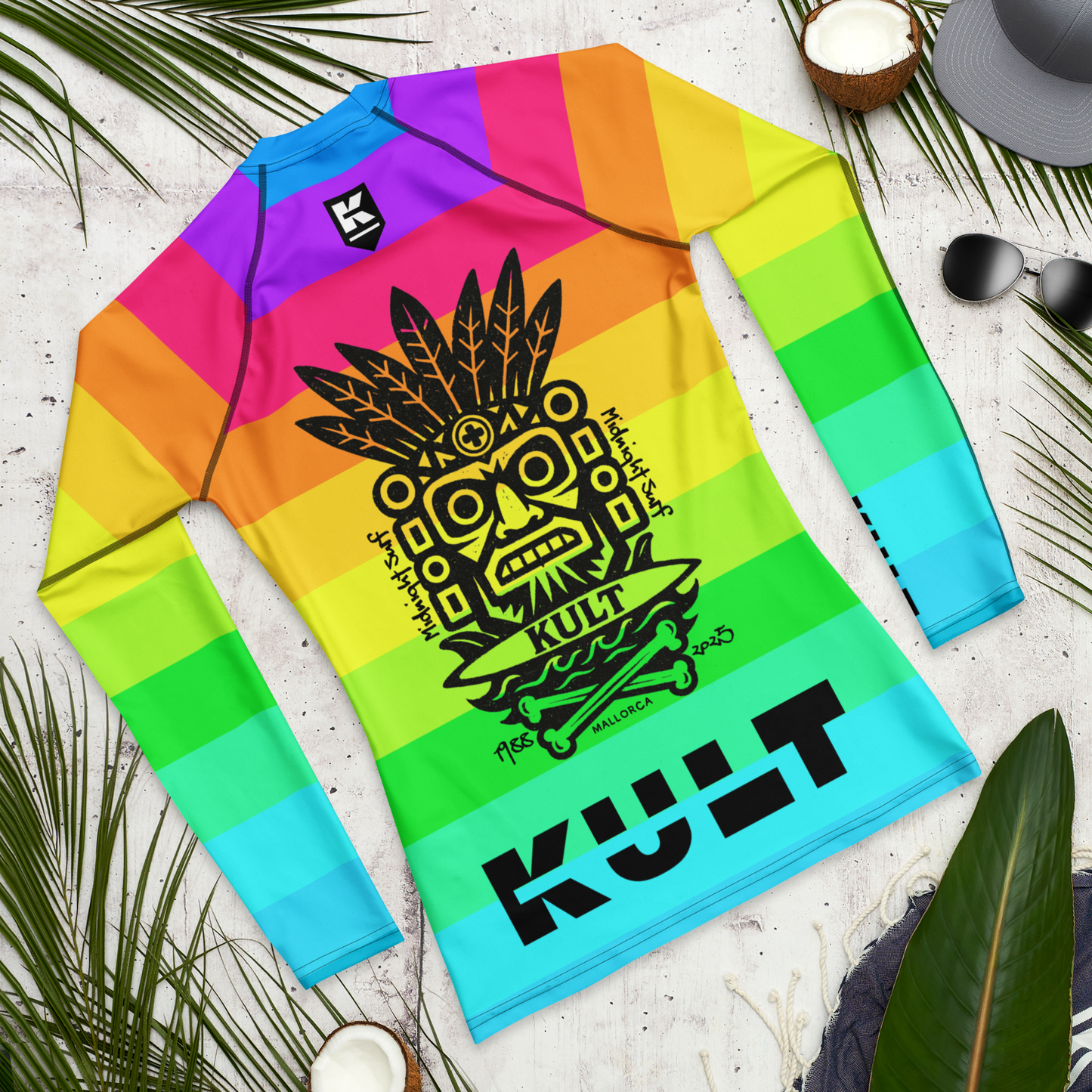 KULT TIKI Premium Men's Rash Guard - Rainbow