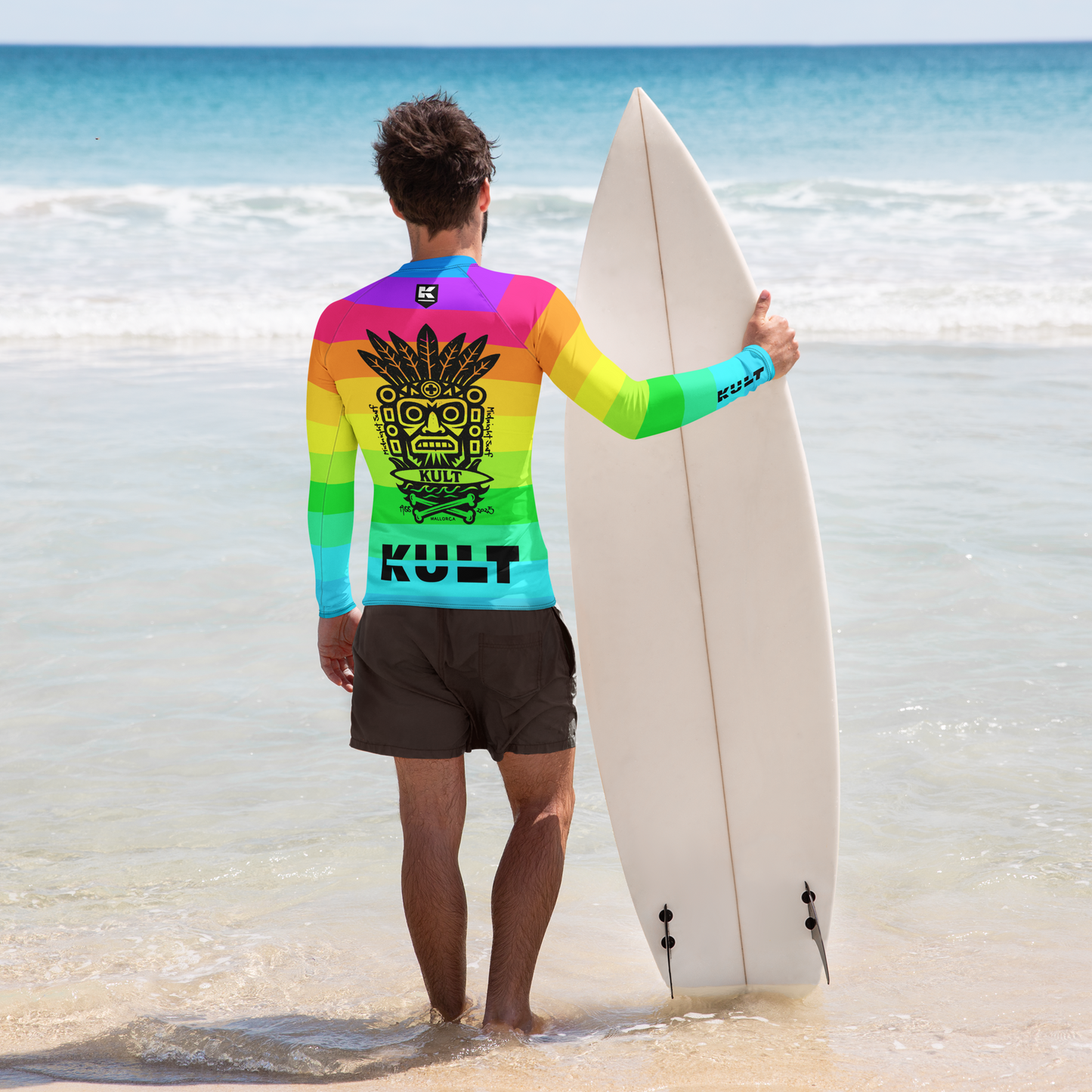 KULT TIKI Premium Men's Rash Guard - Rainbow
