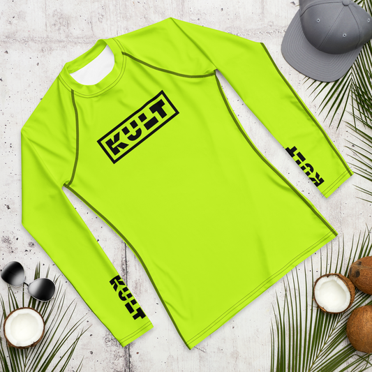 KULT TIKI Premium Men's Rash Guard - LIME FLARE